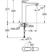 Смеситель однорычажный для раковины DN 15 XL-Size Eurostyle Grohe 23 719 003