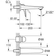 Смеситель для раковины на два отверстия M-Size Eurostyle Grohe 29 097 003