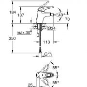 Смеситель однорычажный для биде DN 15 S-Size Eurostyle Grohe 33 566 003