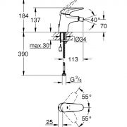 Смеситель однорычажный для биде DN 15 S-Size Eurostyle Grohe 23 721 003