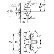 Смеситель однорычажный для душа, DN 15 Eurostyle Grohe 33 590 003