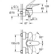 Смеситель однорычажный для душа, DN 15 Eurostyle Grohe 23 722 003