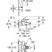 Смеситель однорычажный для ванны, DN 15 Eurostyle Grohe 33 592 003