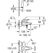 Смеситель однорычажный для ванны, DN 15 Eurostyle Grohe 23 729 003