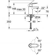Смеситель однорычажный для раковины DN 15 S-Size Eurosmart Cosmopolitan Grohe 32 824 000