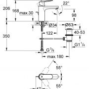 Смеситель однорычажный для раковины DN 15 M-Size Eurosmart Cosmopolitan Grohe 23 325 000