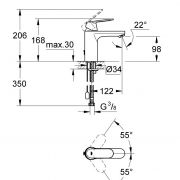 Смеситель однорычажный для раковины DN 15 M-Size Eurosmart Cosmopolitan Grohe 23 326 000