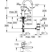 Смеситель однорычажный для раковины 1/2“ L-Size Eurosmart Cosmopolitan Grohe 32 830 000