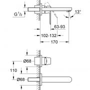 Смеситель для раковины на два отверстия S-Size Eurosmart Cosmopolitan Grohe 19 381 000