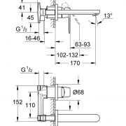 Смеситель для раковины на два отверстия S-Size Eurosmart Cosmopolitan Grohe 19 381 000