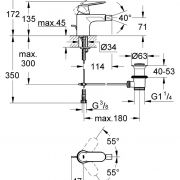 Смеситель однорычажный для биде DN 15 S-Size Eurosmart Cosmopolitan Grohe 32 839 000