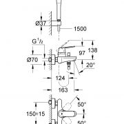 Смеситель однорычажный для ванны, DN 15 Eurosmart Cosmopolitan Grohe 32 832 000