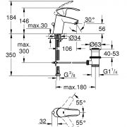 Смеситель однорычажный для раковины DN 15 S-Size Eurosmart Grohe 33 265 002