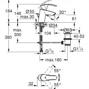 Смеситель однорычажный для раковины DN 15 S-Size Eurosmart Grohe 33 265 002