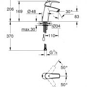 Смеситель однорычажный для раковины DN 15 M-Size Eurosmart Grohe 23 323 001