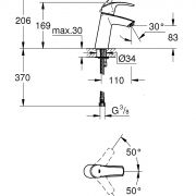 Смеситель однорычажный для раковины DN 15 M-Size Eurosmart Grohe 23 324 001