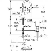 Смеситель однорычажный для раковины 1/2“ L-Size Eurosmart Grohe 23 537 002