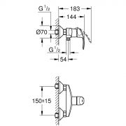 Смеситель однорычажный для душа, DN 15 Eurosmart Grohe 33 555 002