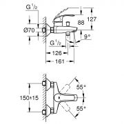 Смеситель однорычажный для ванны, DN 15 Eurosmart Grohe 33 300 002