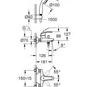 Смеситель однорычажный для ванны, DN 15 Eurosmart Grohe 33 302 002