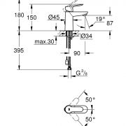 Смеситель однорычажный для раковины DN 15 BauEdge Grohe 23 329 000