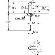 Смеситель однорычажный для раковины DN 15 BauEdge Grohe 23 330 000