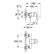 Смеситель однорычажный для душа, DN 15 BauEdge Grohe 23 333 000