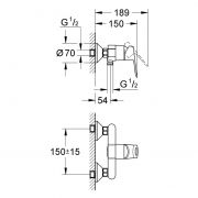 Смеситель однорычажный для душа, DN 15 BauLoop Grohe 23 340 000