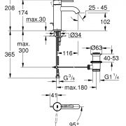 Смеситель однорычажный для раковины DN 15 S-Size Essence New Grohe 23 591 001