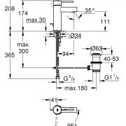 Смеситель однорычажный для раковины DN 15 S-Size Essence New Grohe 23 379 001