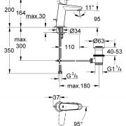 Смеситель однорычажный для раковины DN 15 S-Size Eurodisc Cosmopolitan Grohe 23 389 20E