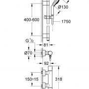 Термостат для душа, DN 15 с душевым гарнитуром Grohtherm 3000 Cosmopolitan Grohe