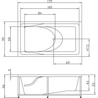Ванна прямоугольная Акватика Аксиома Standart 175x95х67