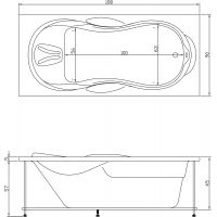 Ванна прямоугольная Акватика Атлантис Sensa 180x90х63