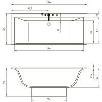 Ванна прямоугольная Акватика Плазма Basic 190x80х70