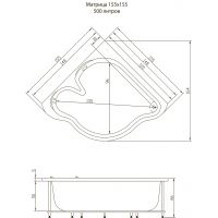 Ванна угловая Акватика Матрица Standart 155x155x73
